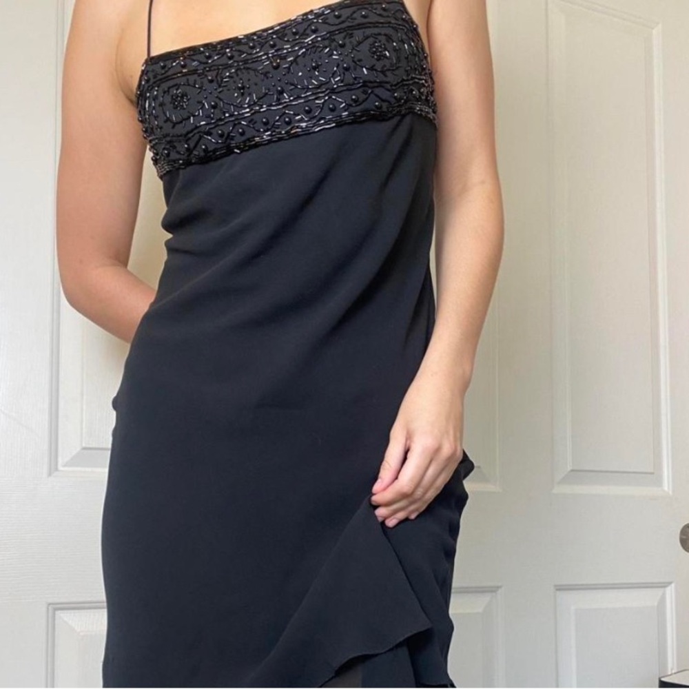 Vintage Express Black Silk Beaded Dress - Picture 2 of 7